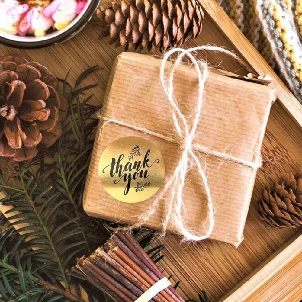 Gold Thank You Stickers Roll of 500 1”